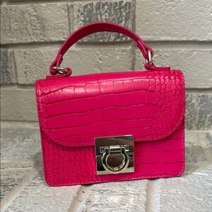 H&M Pink Crocodile-Embossed Handbag